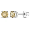 In Season Jewelry Babies'  Classic Round Solitaire Earrings In Metallic