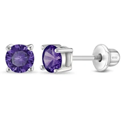 In Season Jewelry Babies'  Classic Round Solitaire Earrings In Metallic