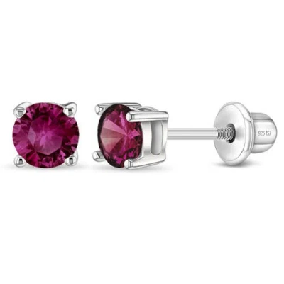 In Season Jewelry Babies'  Classic Round Solitaire Earrings In Metallic