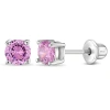In Season Jewelry Babies'  Classic Round Solitaire Earrings In Pink
