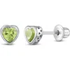 In Season Jewelry Kids'  Cubic Zirconia Birthstone Heart Earrings In August