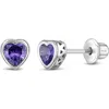 In Season Jewelry Kids'  Cubic Zirconia Birthstone Heart Earrings In February