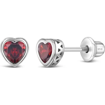 In Season Jewelry Kids'  Cubic Zirconia Birthstone Heart Earrings In January