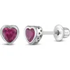In Season Jewelry Kids'  Cubic Zirconia Birthstone Heart Earrings In July