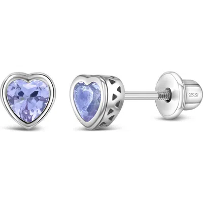 In Season Jewelry Kids'  Cubic Zirconia Birthstone Heart Earrings In June