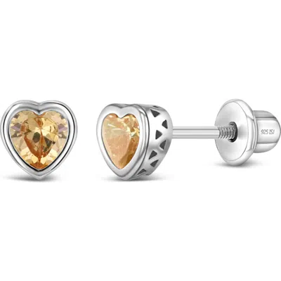 In Season Jewelry Kids'  Cubic Zirconia Birthstone Heart Earrings In November