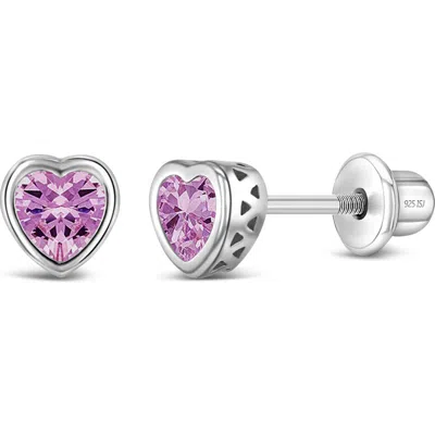 In Season Jewelry Kids'  Cubic Zirconia Birthstone Heart Earrings In October