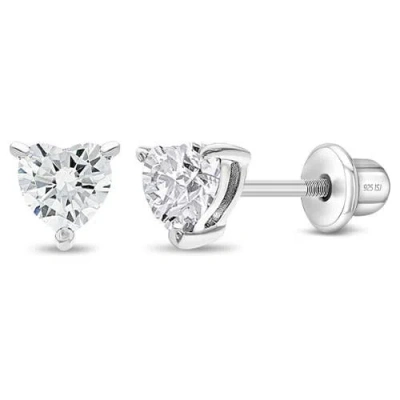 In Season Jewelry Kids'  Cubic Zirconia Birthstone Heart Solitaire Earrings In April