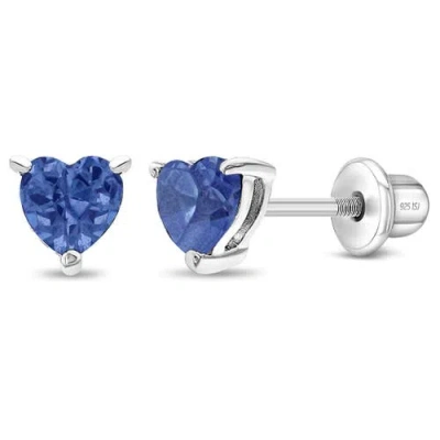 In Season Jewelry Kids'  Cubic Zirconia Birthstone Heart Solitaire Earrings In December