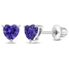 In Season Jewelry Kids'  Cubic Zirconia Birthstone Heart Solitaire Earrings In February