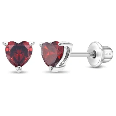 In Season Jewelry Kids'  Cubic Zirconia Birthstone Heart Solitaire Earrings In January