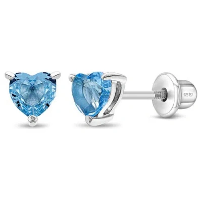 In Season Jewelry Kids'  Cubic Zirconia Birthstone Heart Solitaire Earrings In March