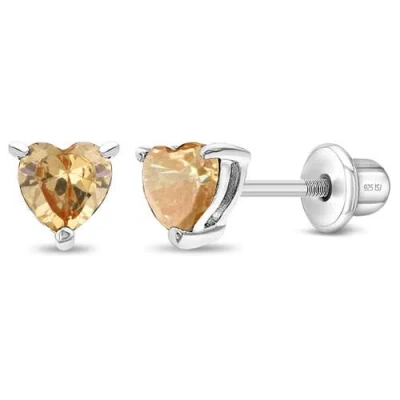 In Season Jewelry Kids'  Cubic Zirconia Birthstone Heart Solitaire Earrings In November