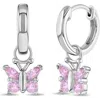 In Season Jewelry Kids'  Cubic Zirconia Butterfly Dangle Hoop Earrings In Pink