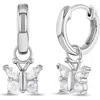 In Season Jewelry Cubic Zirconia Butterfly Dangle Hoop Earrings In Silver