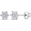 In Season Jewelry Kids'  Cubic Zirconia Cluster Flower Earrings In Silver