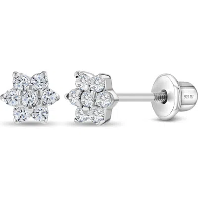 In Season Jewelry Kids'  Cubic Zirconia Cluster Flower Earrings In Silver