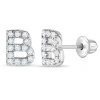 In Season Jewelry Kids'  Cubic Zirconia Letter Initial Earrings In Letter B