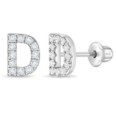 In Season Jewelry Kids'  Cubic Zirconia Letter Initial Earrings In Metallic