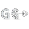 In Season Jewelry Kids'  Cubic Zirconia Letter Initial Earrings In Letter G