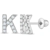 In Season Jewelry Kids'  Cubic Zirconia Letter Initial Earrings In Metallic