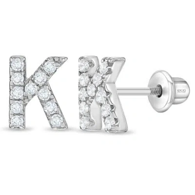 In Season Jewelry Kids'  Cubic Zirconia Letter Initial Earrings In Metallic