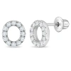 In Season Jewelry Kids'  Cubic Zirconia Letter Initial Earrings In Metallic