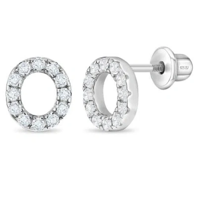 In Season Jewelry Kids'  Cubic Zirconia Letter Initial Earrings In Metallic