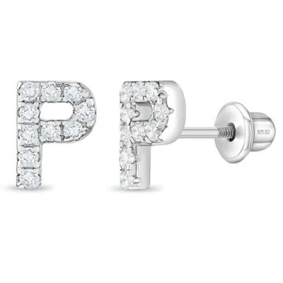 In Season Jewelry Kids'  Cubic Zirconia Letter Initial Earrings In Metallic