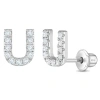 In Season Jewelry Kids'  Cubic Zirconia Letter Initial Earrings In Metallic