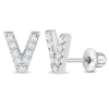 In Season Jewelry Kids'  Cubic Zirconia Letter Initial Earrings In Metallic