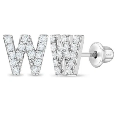 In Season Jewelry Kids'  Cubic Zirconia Letter Initial Earrings In Metallic