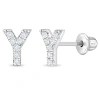 In Season Jewelry Kids'  Cubic Zirconia Letter Initial Earrings In Metallic