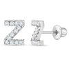In Season Jewelry Kids'  Cubic Zirconia Letter Initial Earrings In Metallic