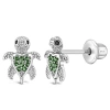 In Season Jewelry Kids'  Cubic Zirconia Turtle Earrings In Green