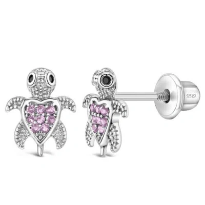 In Season Jewelry Kids'  Cubic Zirconia Turtle Earrings In Pink