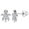 In Season Jewelry Kids'  Cubic Zirconia Turtle Earrings In Silver
