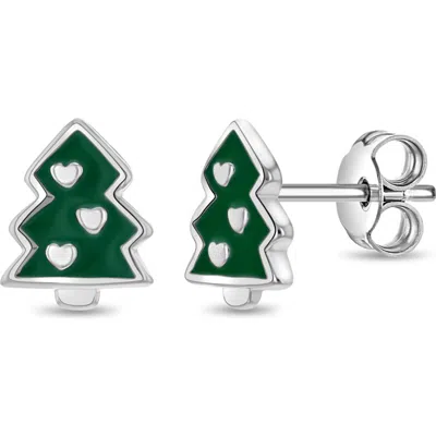 In Season Jewelry Kids'  Festive Christmas Tree Earrings In Green