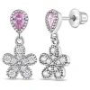 In Season Jewelry Groovy Cubic Zirconia Flower Dangle Earrings In Pink
