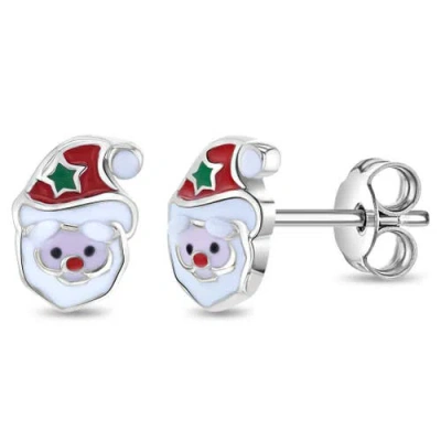 In Season Jewelry Kids'  Jolly Christmas Santa Earrings In White