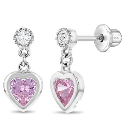 In Season Jewelry Kids'  My First Dangle Hearts Earrings In Pink