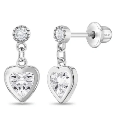 In Season Jewelry Kids'  My First Dangle Hearts Girl Earrings In Metallic