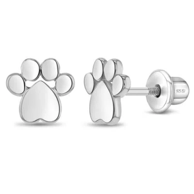 In Season Jewelry Kids'  My Furry Friend Paw Earrings In Silver