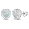 In Season Jewelry Opal Cubic Zirconia Heart Earrings In Opal