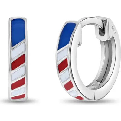 In Season Jewelry Kids'  Patriotic Flag Hoop Earrings In Silver