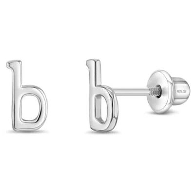 In Season Jewelry Kids'  Polished Initial Letters Earrings In Letter B