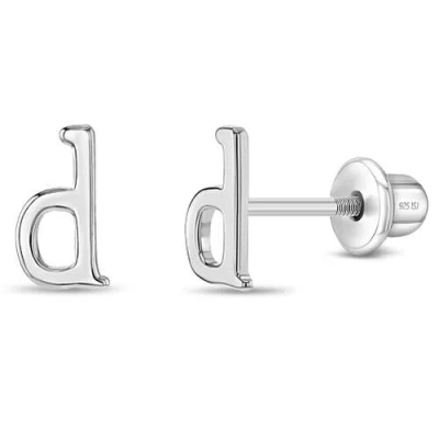 In Season Jewelry Kids'  Polished Initial Letters Earrings In Letter D