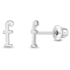 In Season Jewelry Kids'  Polished Initial Letters Earrings In Letter F