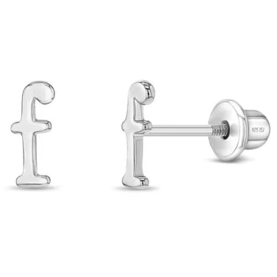In Season Jewelry Kids'  Polished Initial Letters Earrings In Letter F