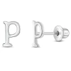 In Season Jewelry Kids'  Polished Initial Letters Earrings In Letter P